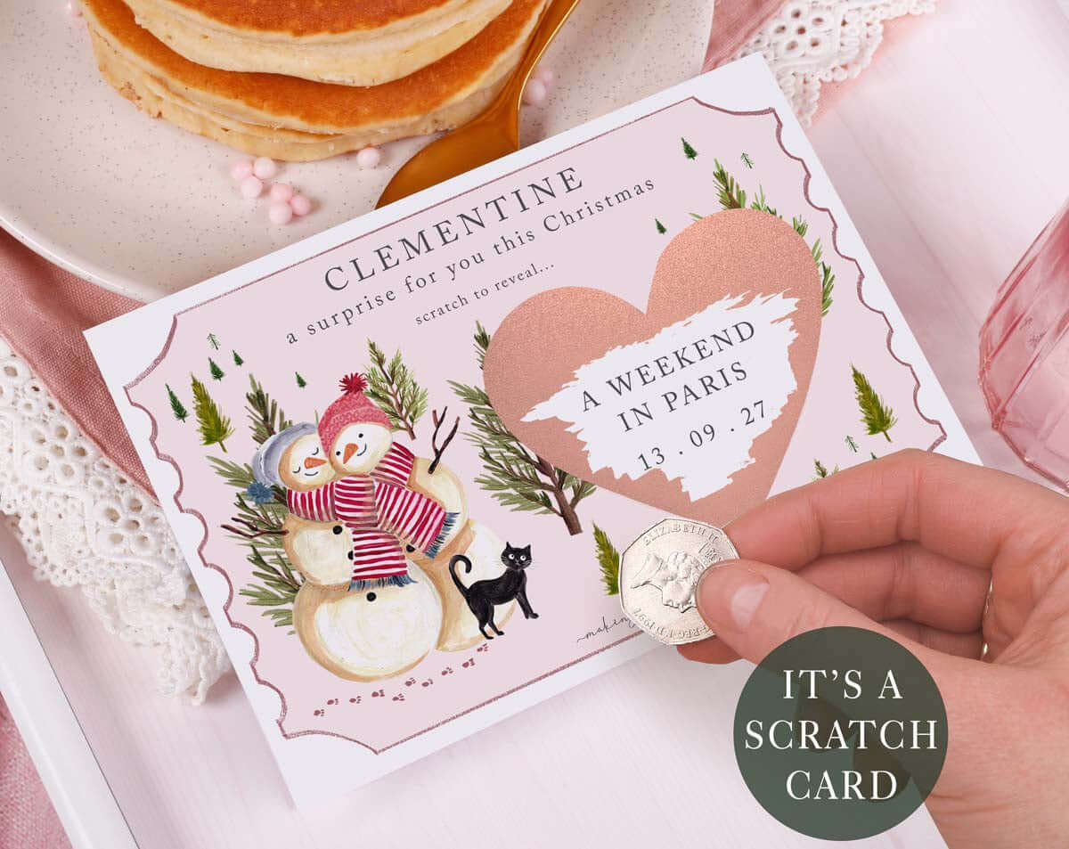 Snowman Surprise Gift Reveal Scratch Card