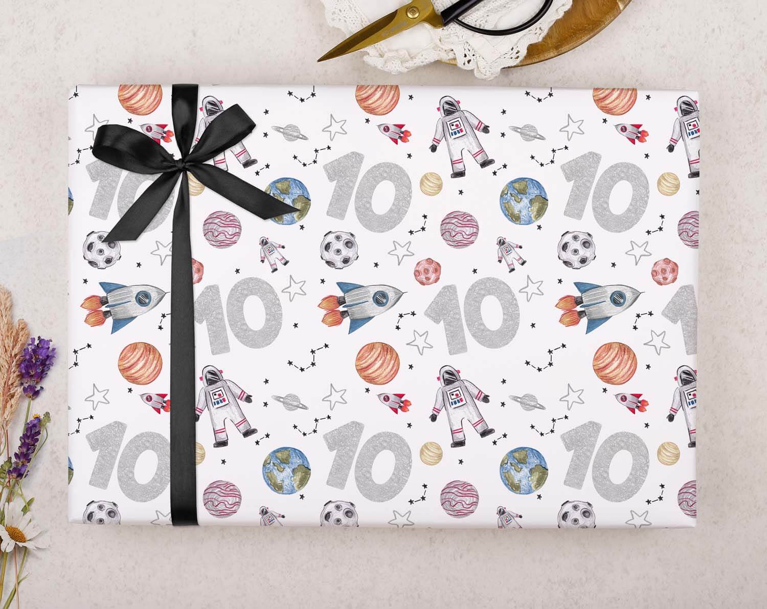 Space 10th Birthday Wrapping Paper