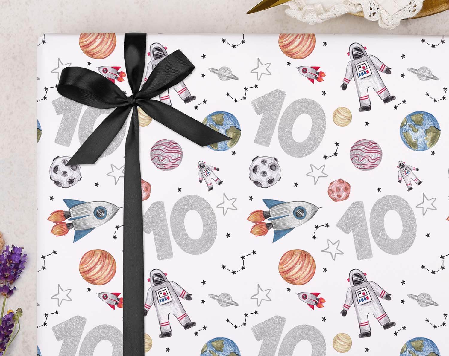 Space 10th Birthday Wrapping Paper