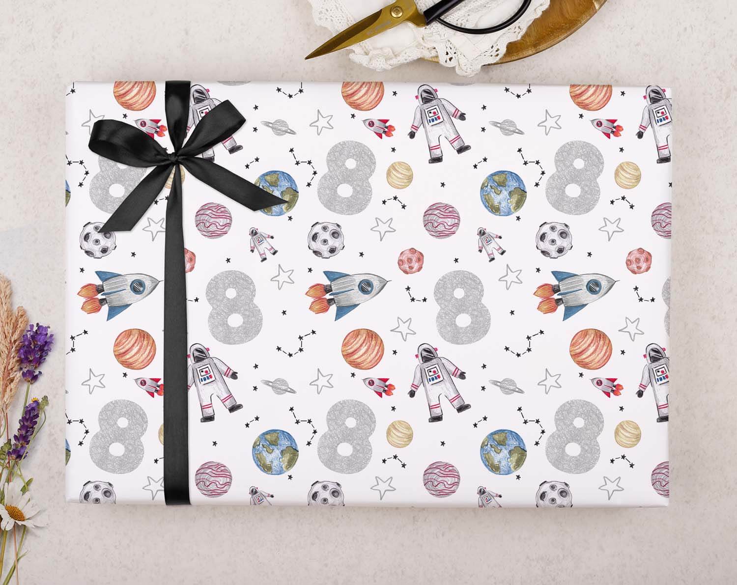 Space 8th Birthday Wrapping Paper
