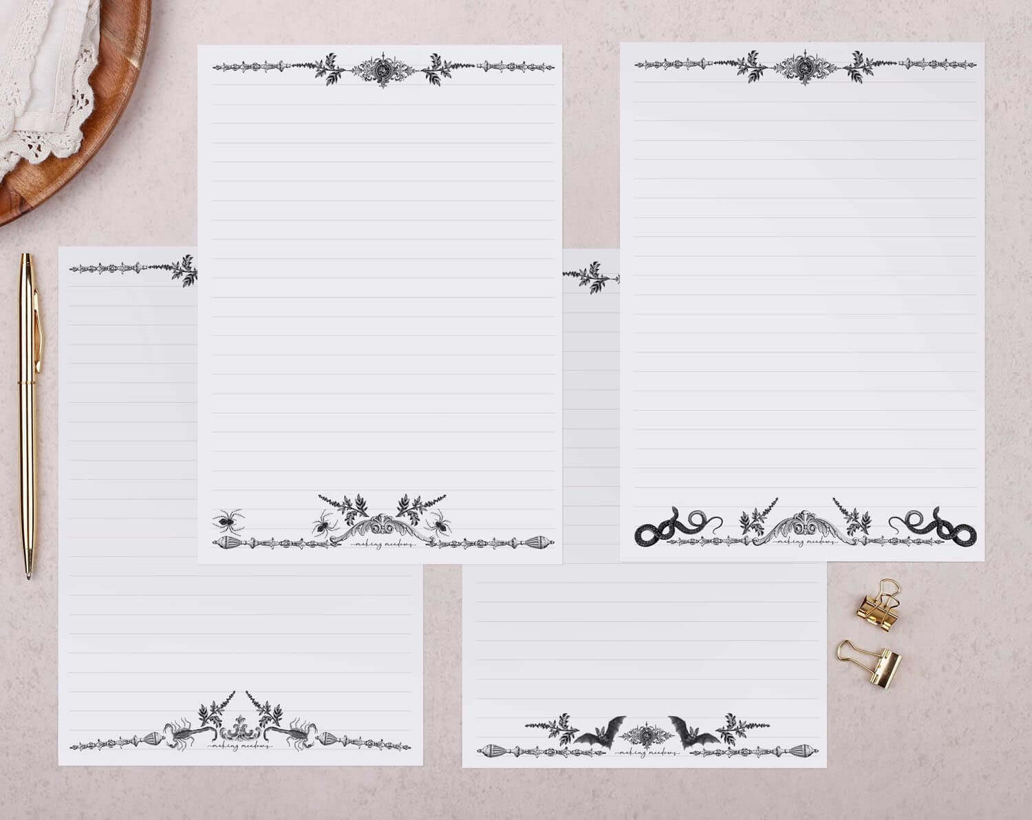 Spooky Gothic Writing Paper Gift Box. Stationery designed by Making Meadows