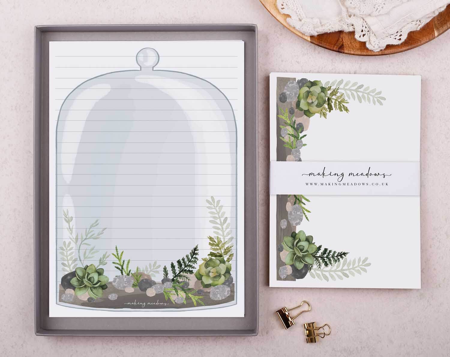 Terrarium A5 Writing Paper & Envelope Set. Stationery designed by Making Meadows