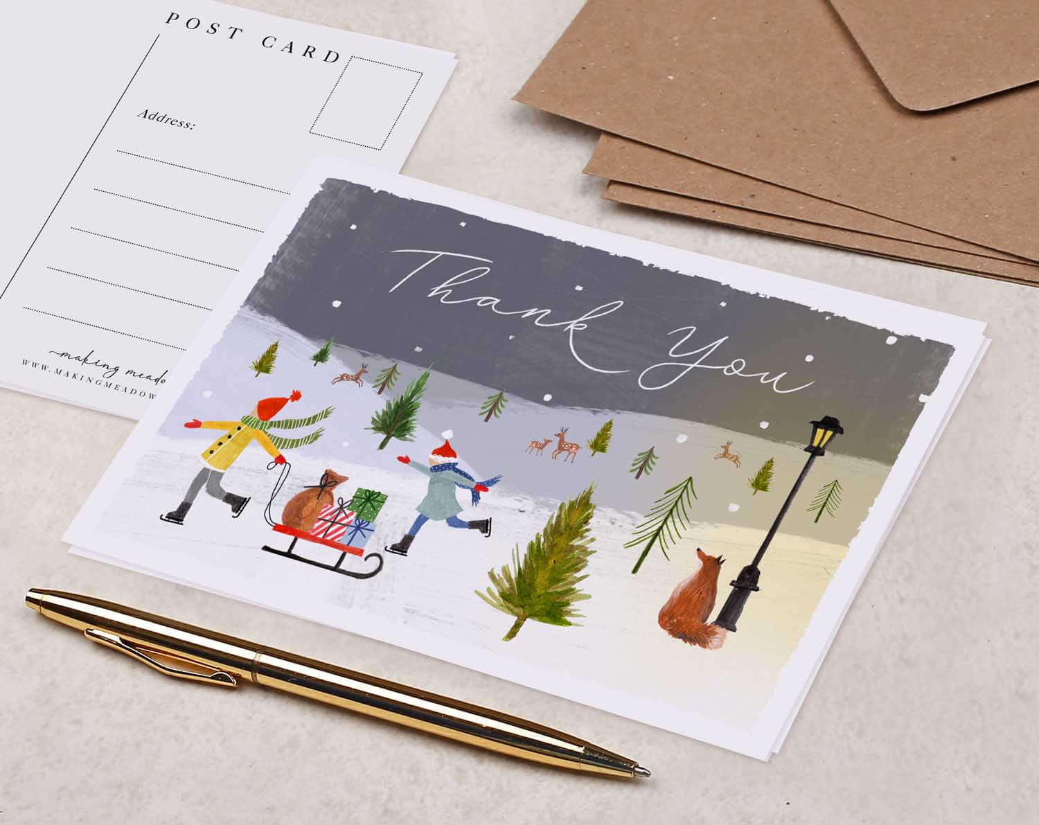 Thank You Christmas Postcard. Post Cards designed by Making Meadows