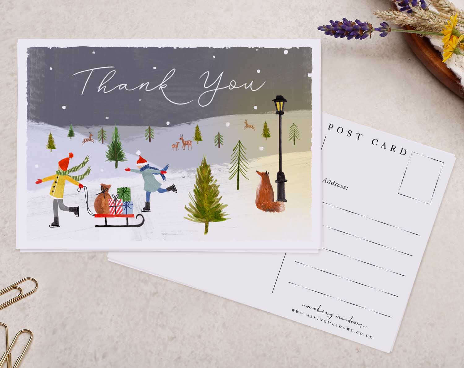 Thank You Christmas Postcard. Post Cards designed by Making Meadows