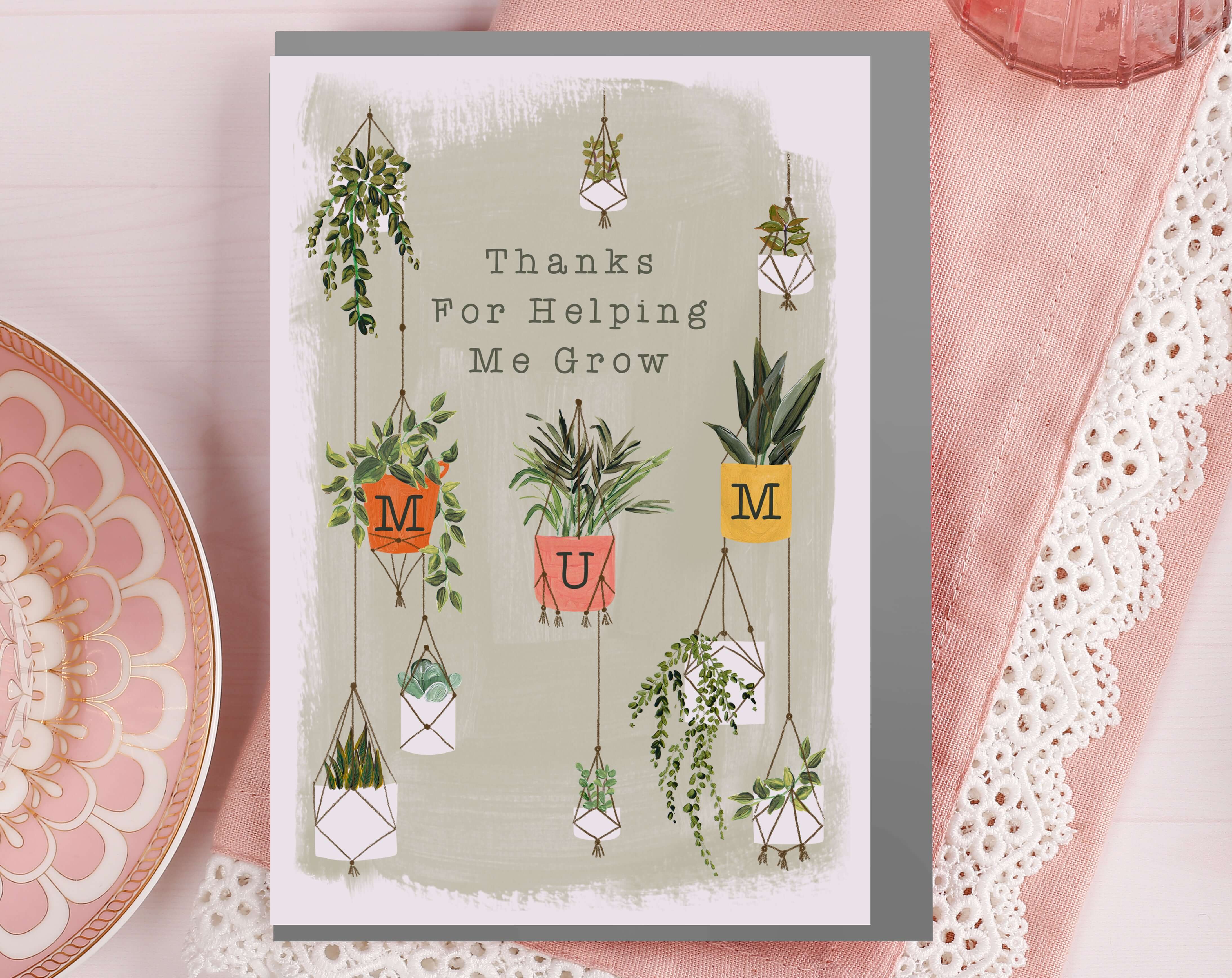 Thanks For Helping Me Grow Mum Card. Greeting & Note Cards designed by Making Meadows