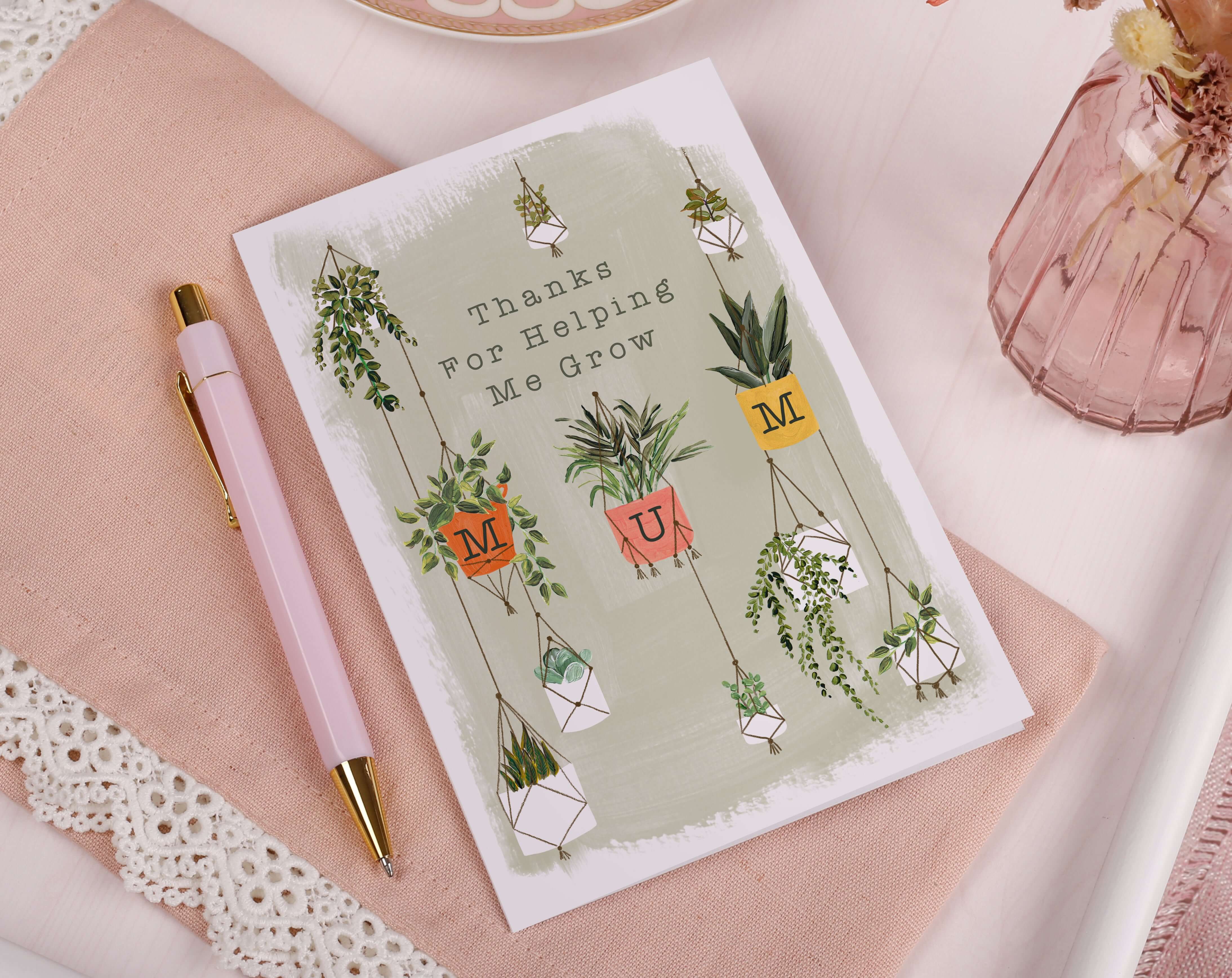 Thanks For Helping Me Grow Mum Card. Greeting & Note Cards designed by Making Meadows