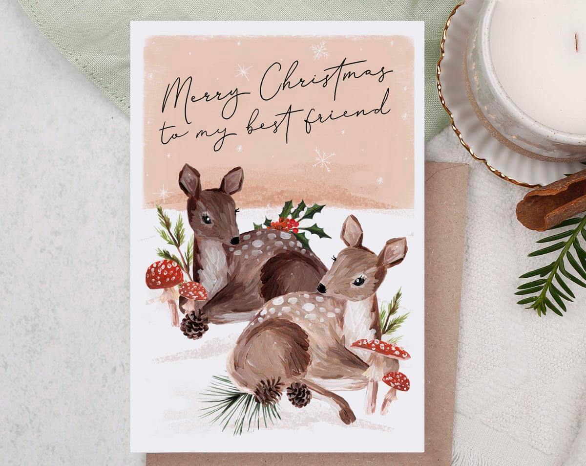 To My Best Friend Christmas Card. Greeting & Note Cards designed by Making Meadows