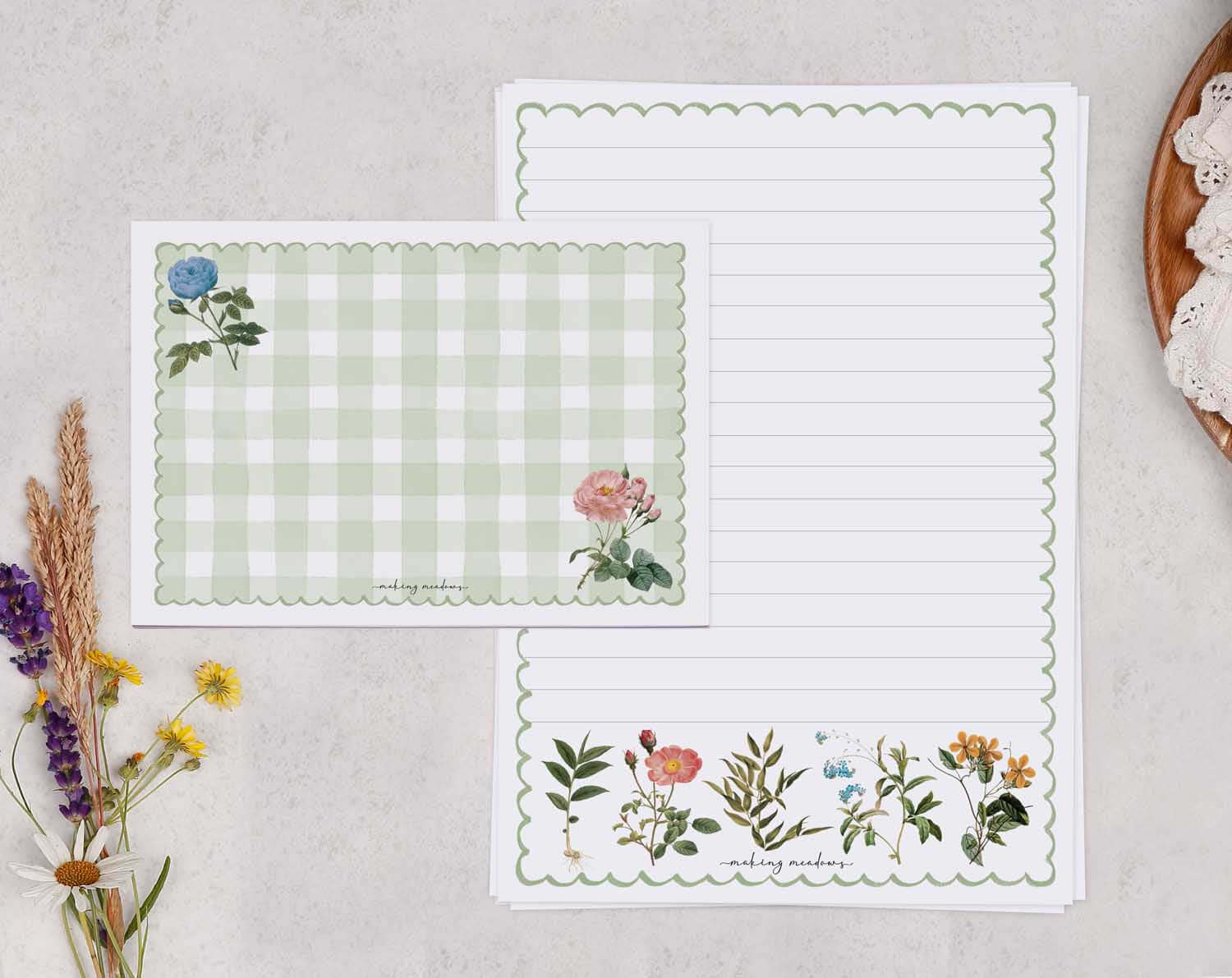 Traditional Flowers A5 Writing Paper & Envelope Set. Stationery designed by Making Meadows