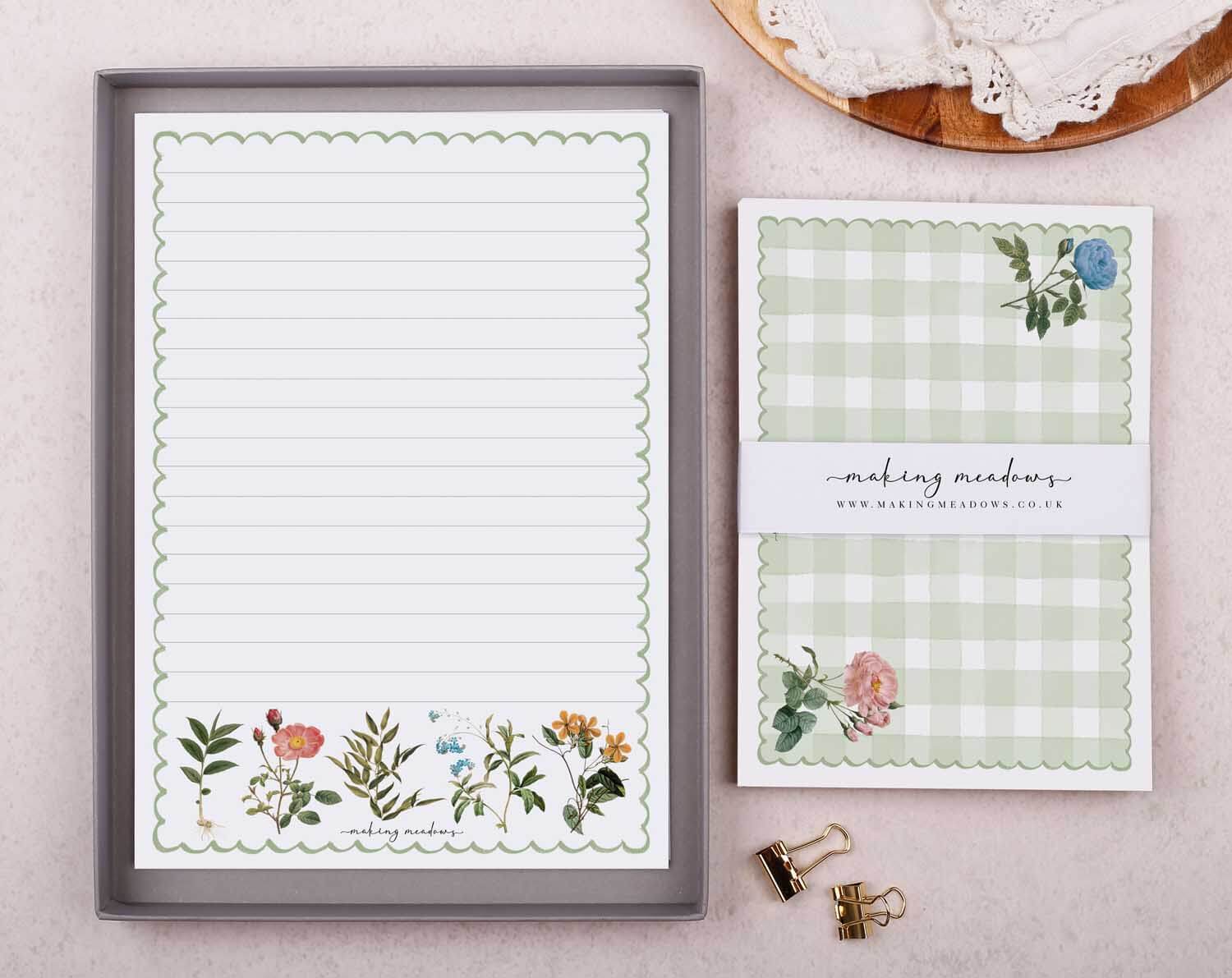 Traditional Flowers A5 Writing Paper & Envelope Set. Stationery designed by Making Meadows