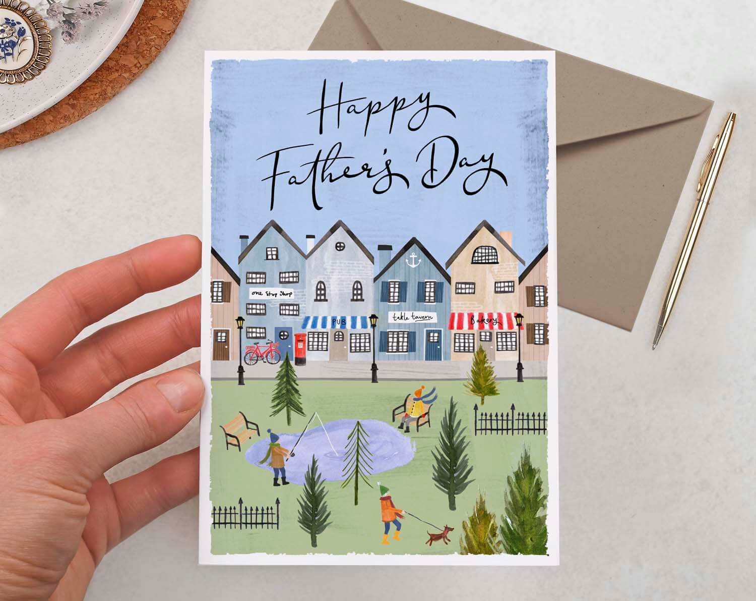 Village Green Father's Day Card. Greeting & Note Cards designed by Making Meadows