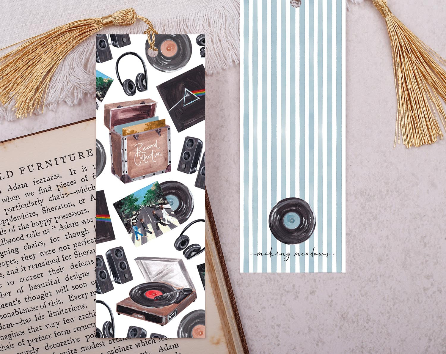 Vinyl Record Bookmark With Tassel. Bookmarks designed by Making Meadows