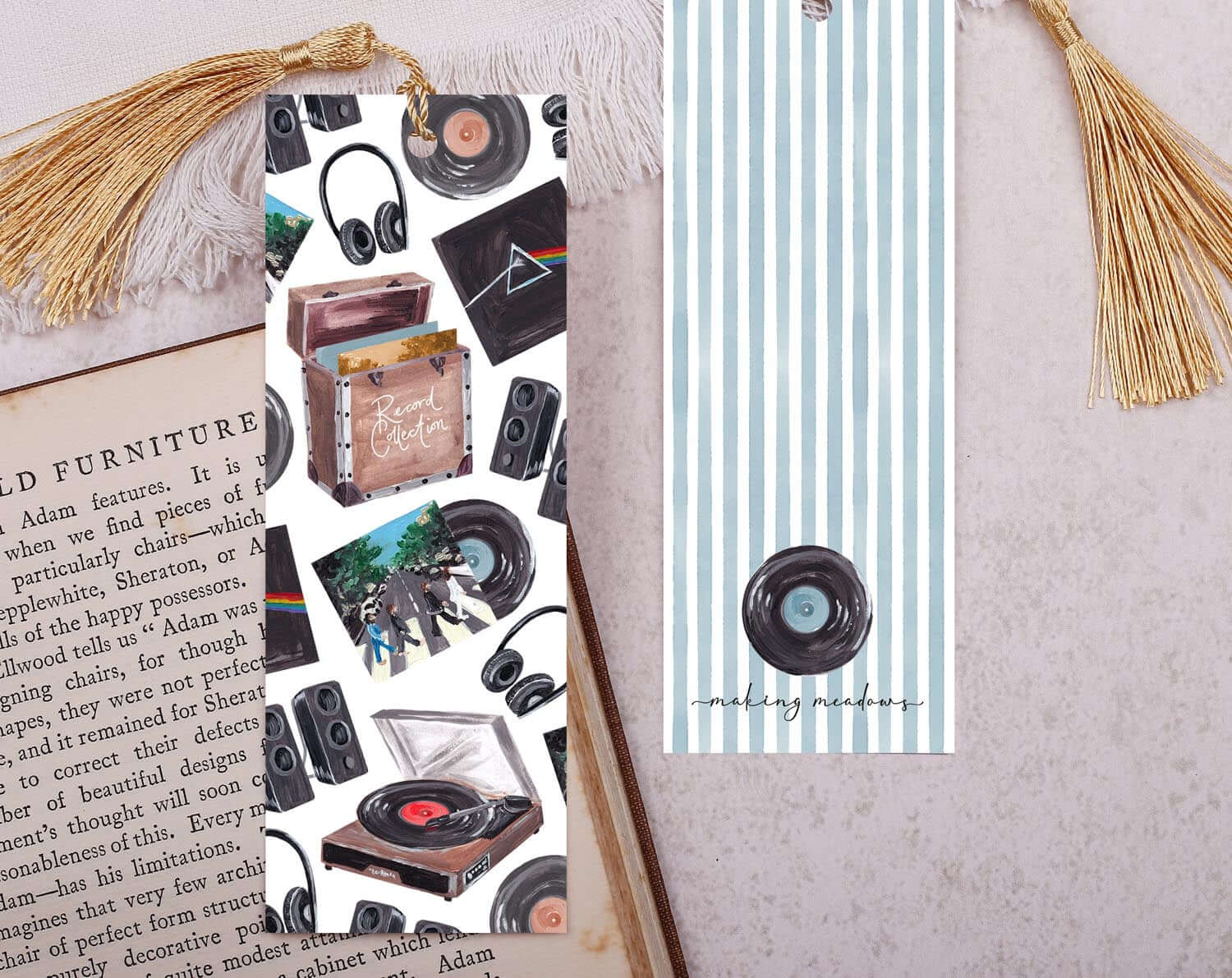 Vinyl Record Bookmark With Tassel. Bookmarks designed by Making Meadows