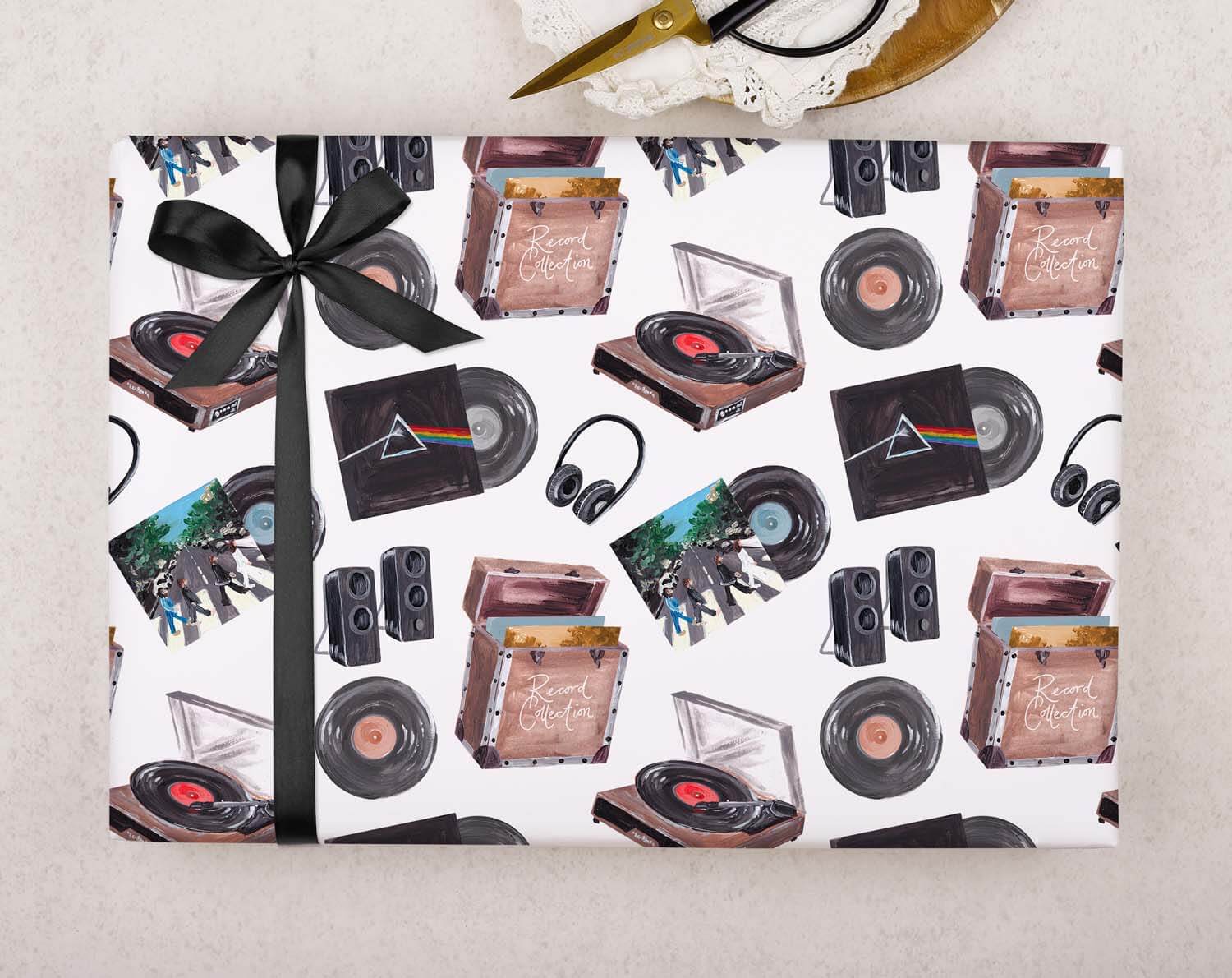 Vinyl Record Player Wrapping Paper. Wrapping Paper designed by Making Meadows