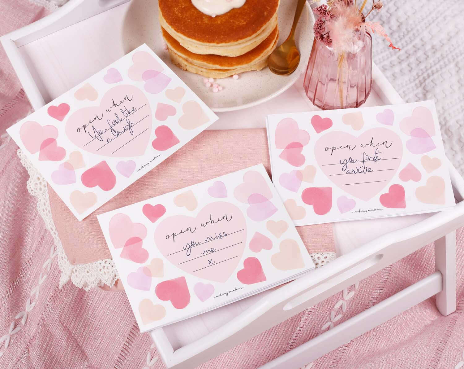Watercolour Heart Open When Envelopes. Stationery designed by Making Meadows