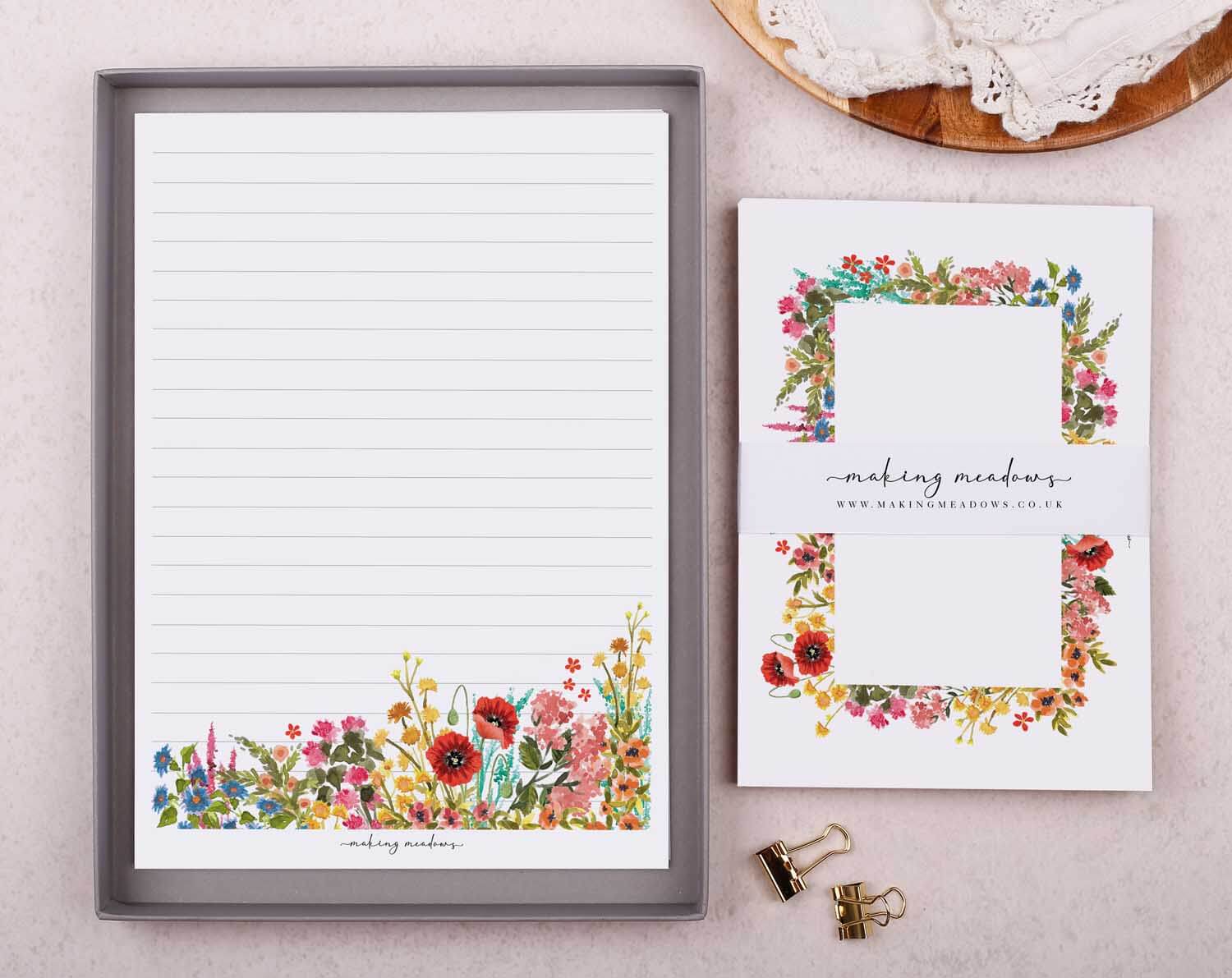 Wild Flowers A5 Writing Paper & Envelope Set. Stationery designed by Making Meadows