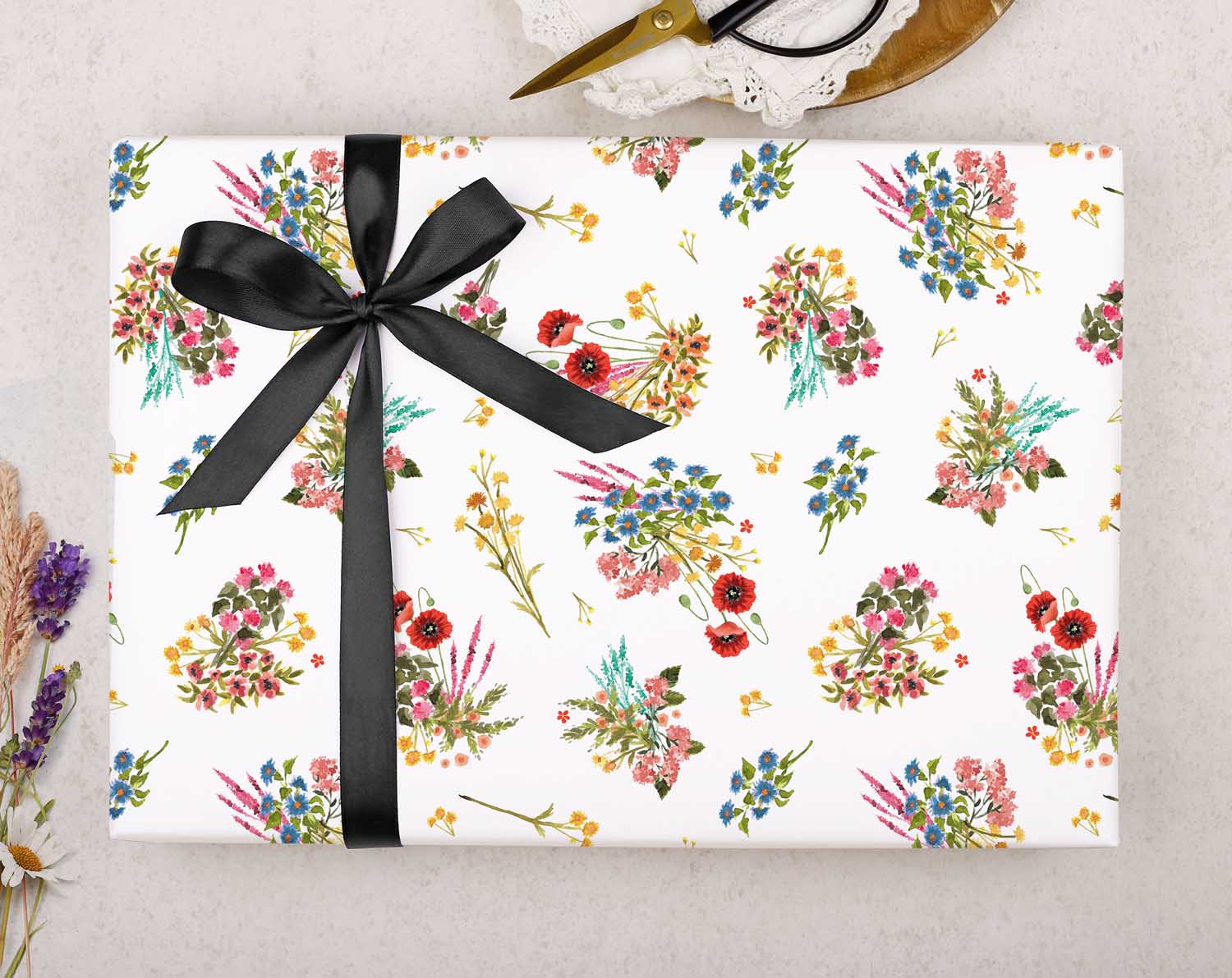 Wild Watercolour Flowers Wrapping Paper. Wrapping Paper designed by Making Meadows