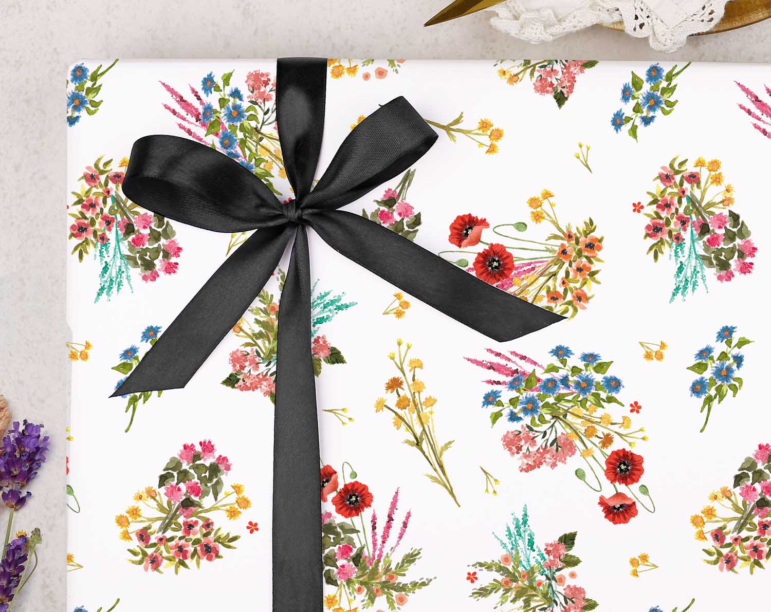 Wild Watercolour Flowers Wrapping Paper. Wrapping Paper designed by Making Meadows