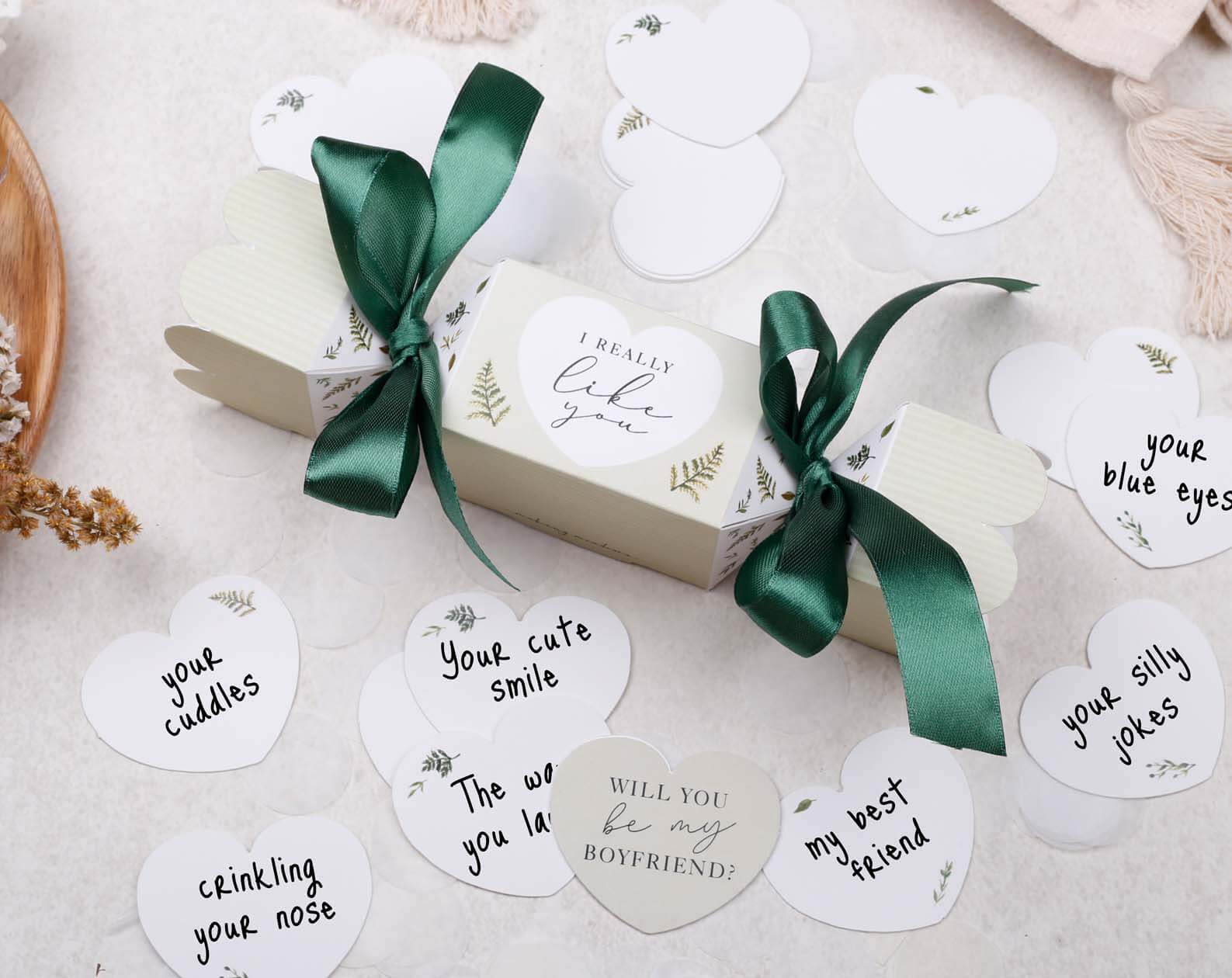 Will You Be My Boyfriend Surprise Botanical Cracker. Stationery designed by Making Meadows