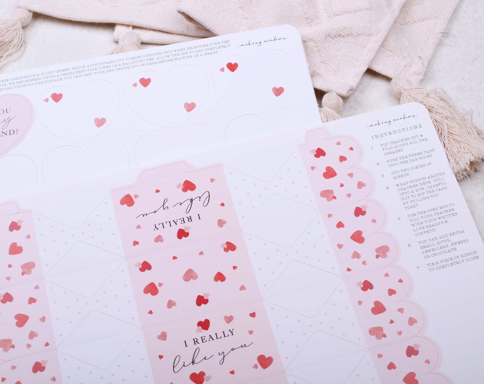 Will You Be My Boyfriend Surprise Pink Cracker. Stationery designed by Making Meadows