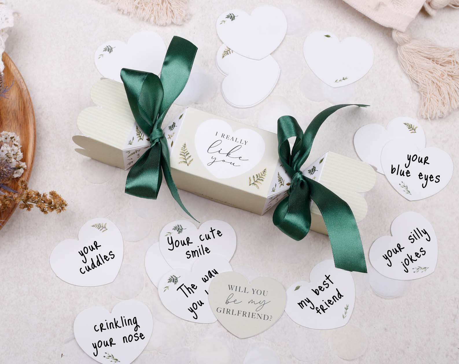Will You Be My Girlfriend Surprise Botanical Cracker. Stationery designed by Making Meadows