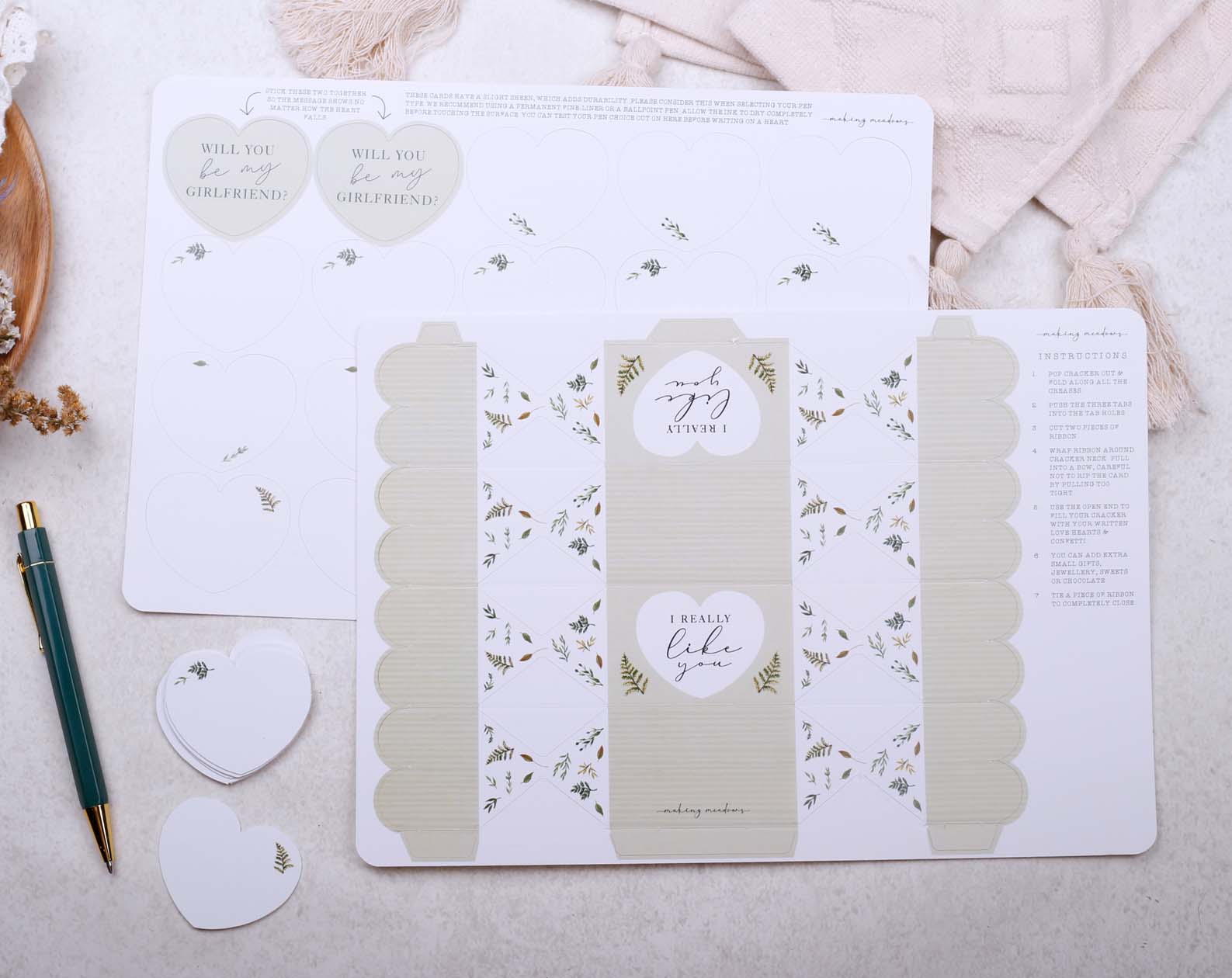 Will You Be My Girlfriend Surprise Botanical Cracker. Stationery designed by Making Meadows