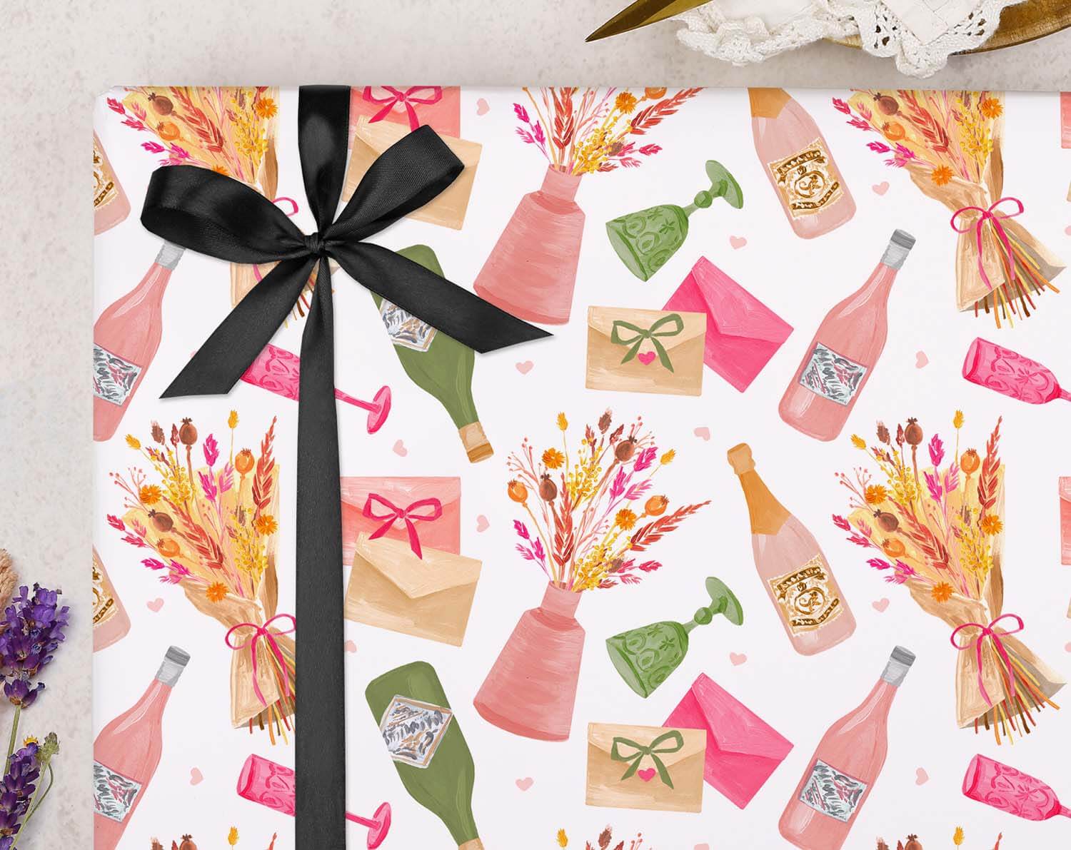 Wine Wrapping Paper. Wrapping Paper designed by Making Meadows