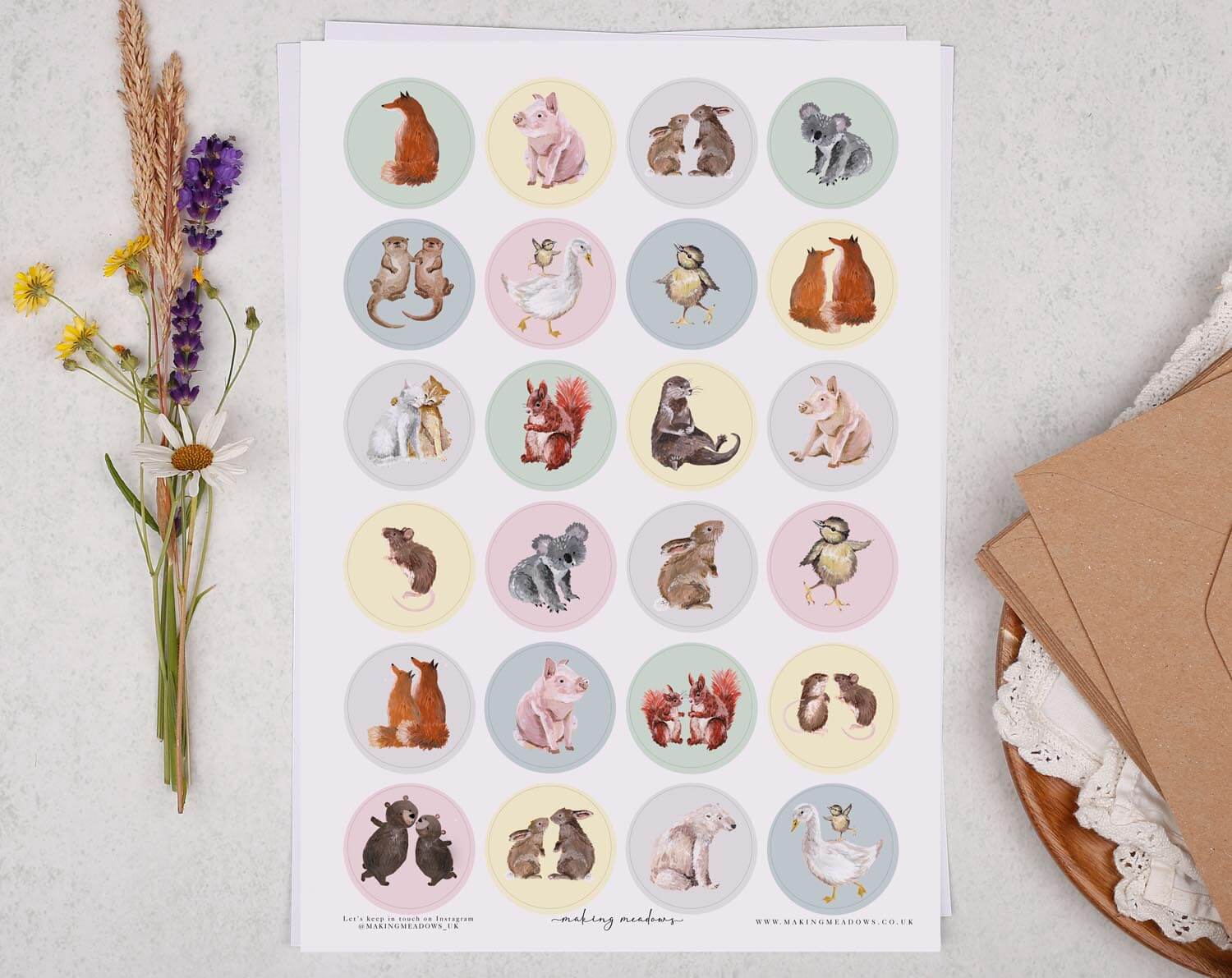 Woodland Animal Sticker Sheet. Decorative Stickers designed by Making Meadows