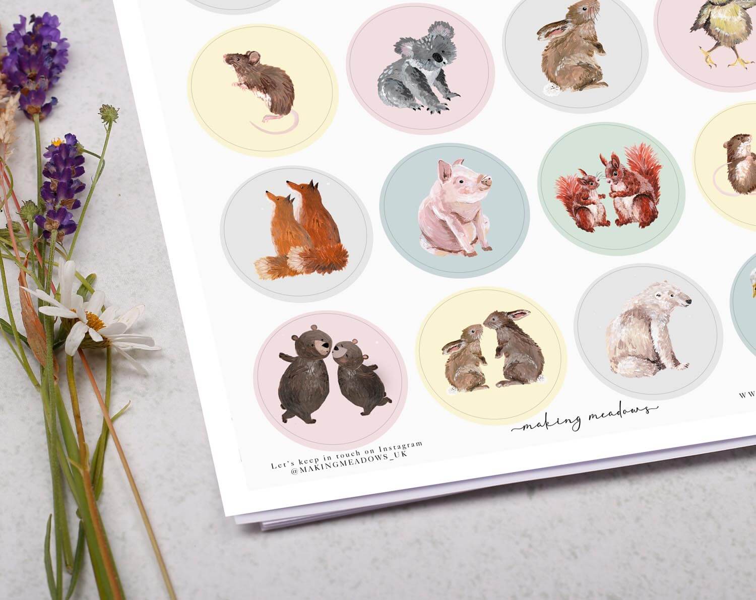 Woodland Animal Sticker Sheet. Decorative Stickers designed by Making Meadows