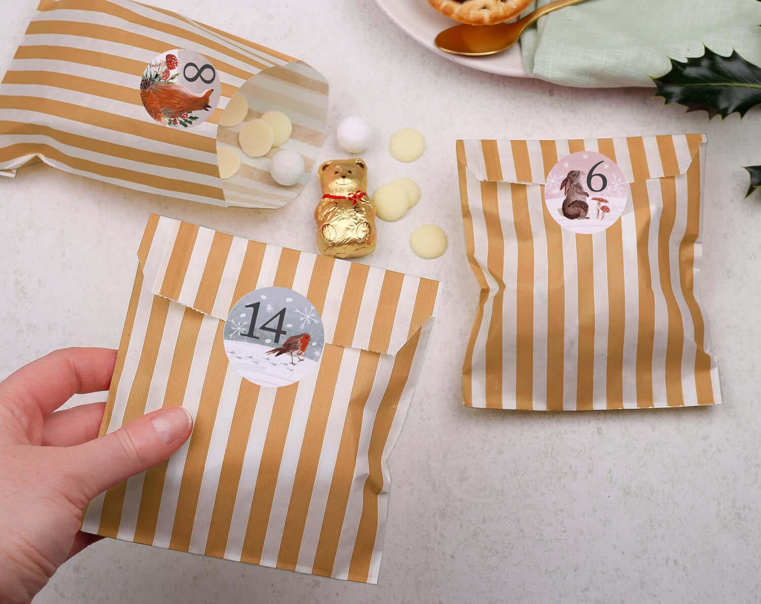 Woodland Animals Christmas Advent Calendar With Bronze Bags. Advent Calendars designed by Making Meadows