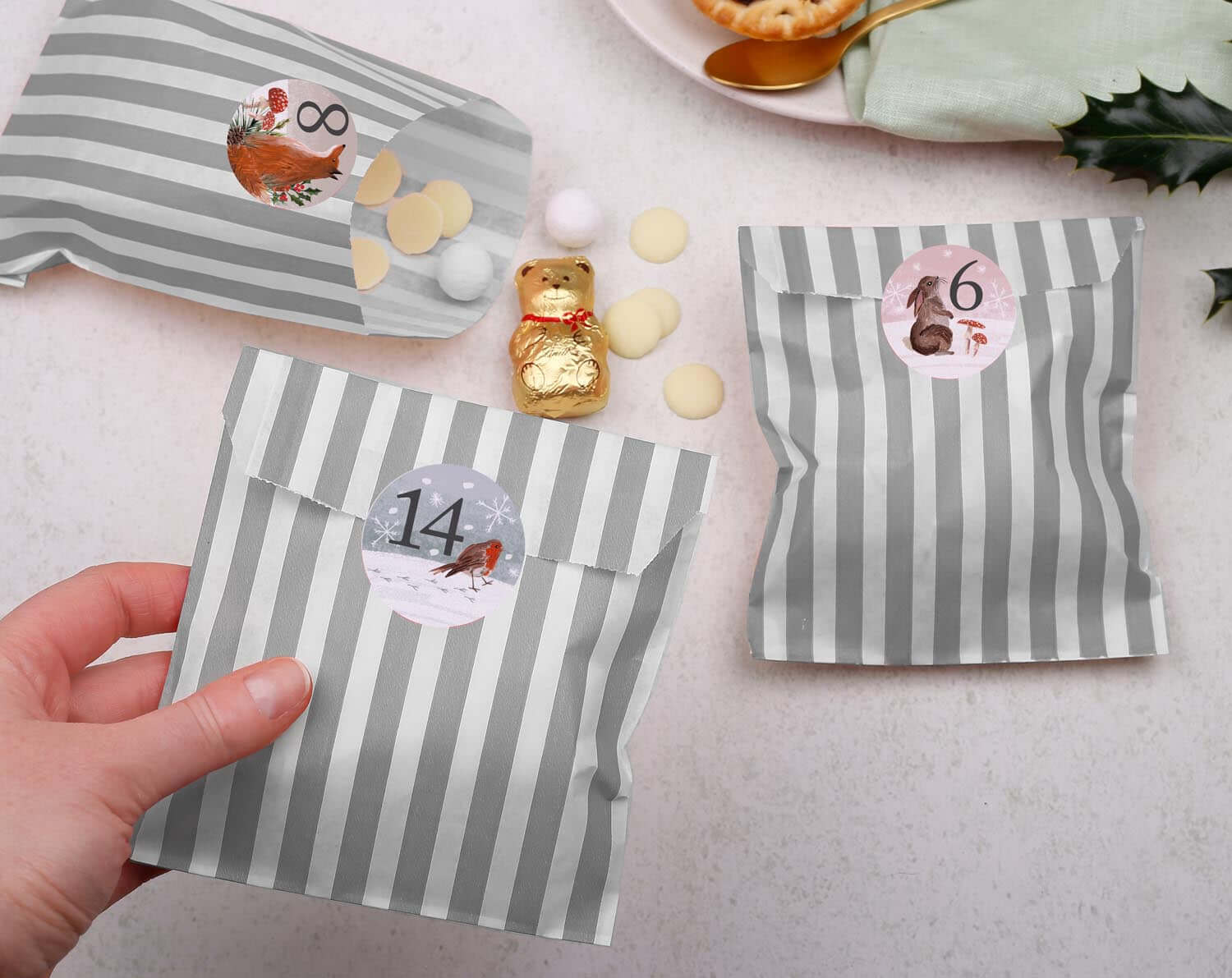 Woodland Animals Christmas Advent Calendar With Silver Bags. Advent Calendars designed by Making Meadows