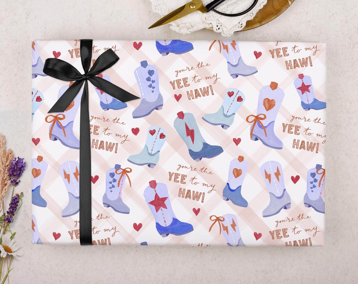 Yee To My Haw Cowboy Wrapping Paper. Wrapping Paper designed by Making Meadows
