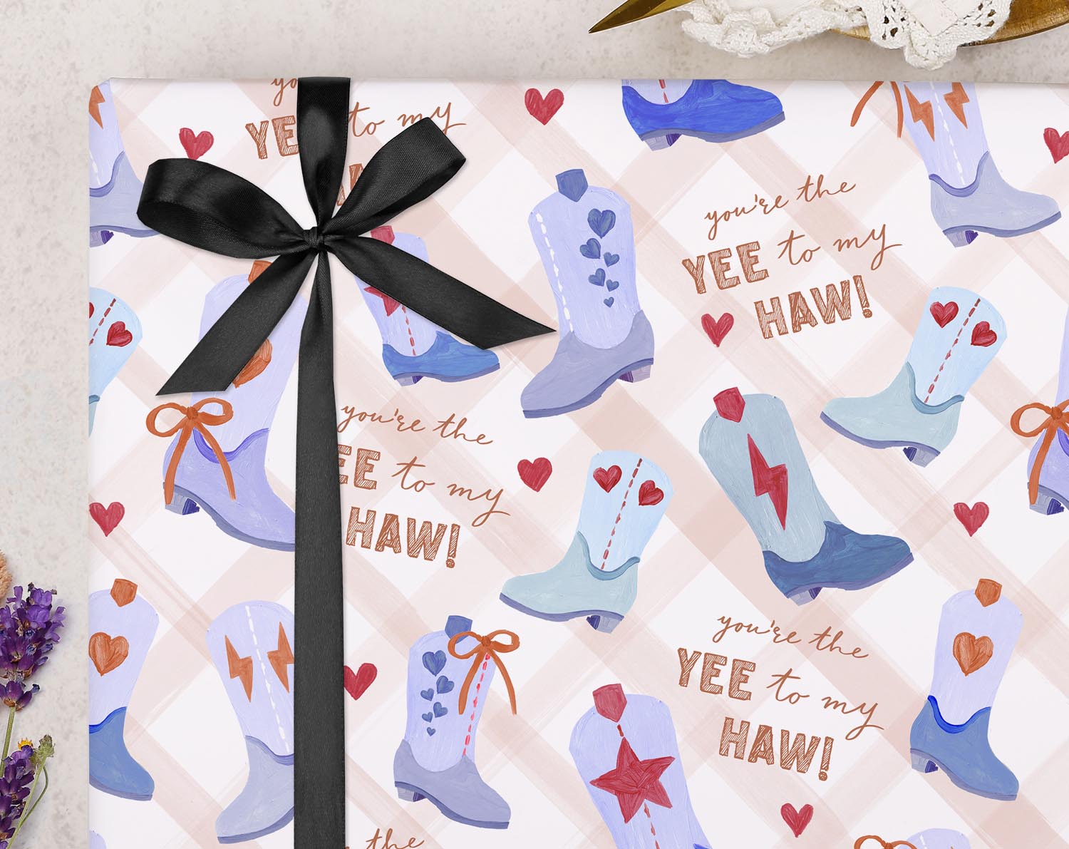 Yee To My Haw Cowboy Wrapping Paper. Wrapping Paper designed by Making Meadows