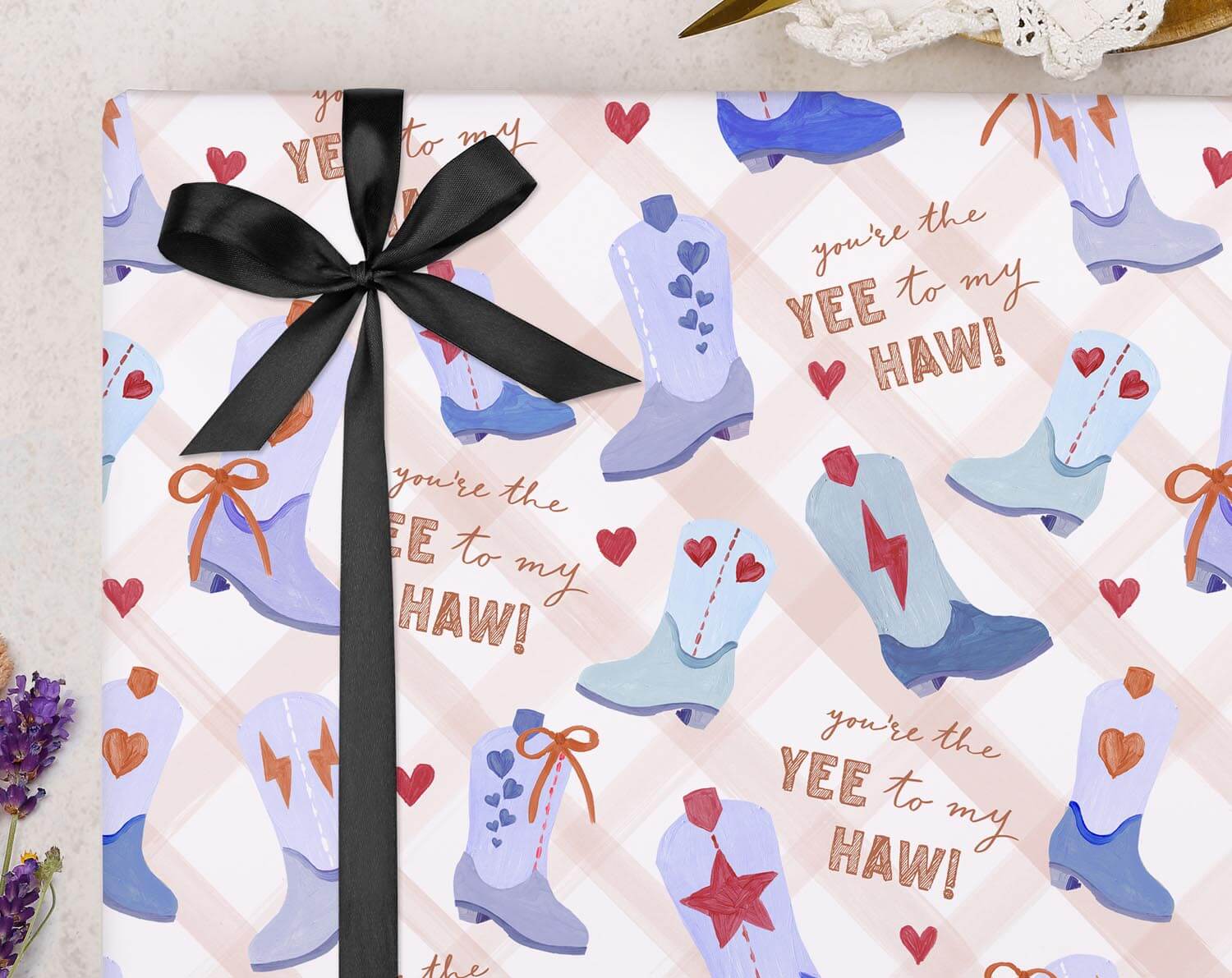 Yee To My Haw Cowboy Wrapping Paper. Wrapping Paper designed by Making Meadows