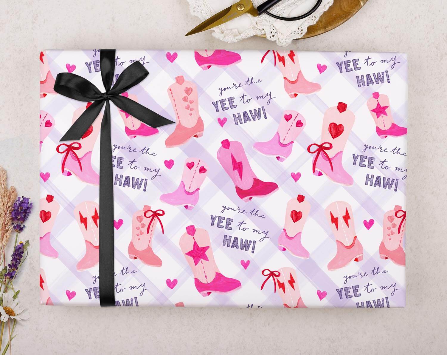 Yee To My Haw Cowgirl Wrapping Paper. Wrapping Paper designed by Making Meadows