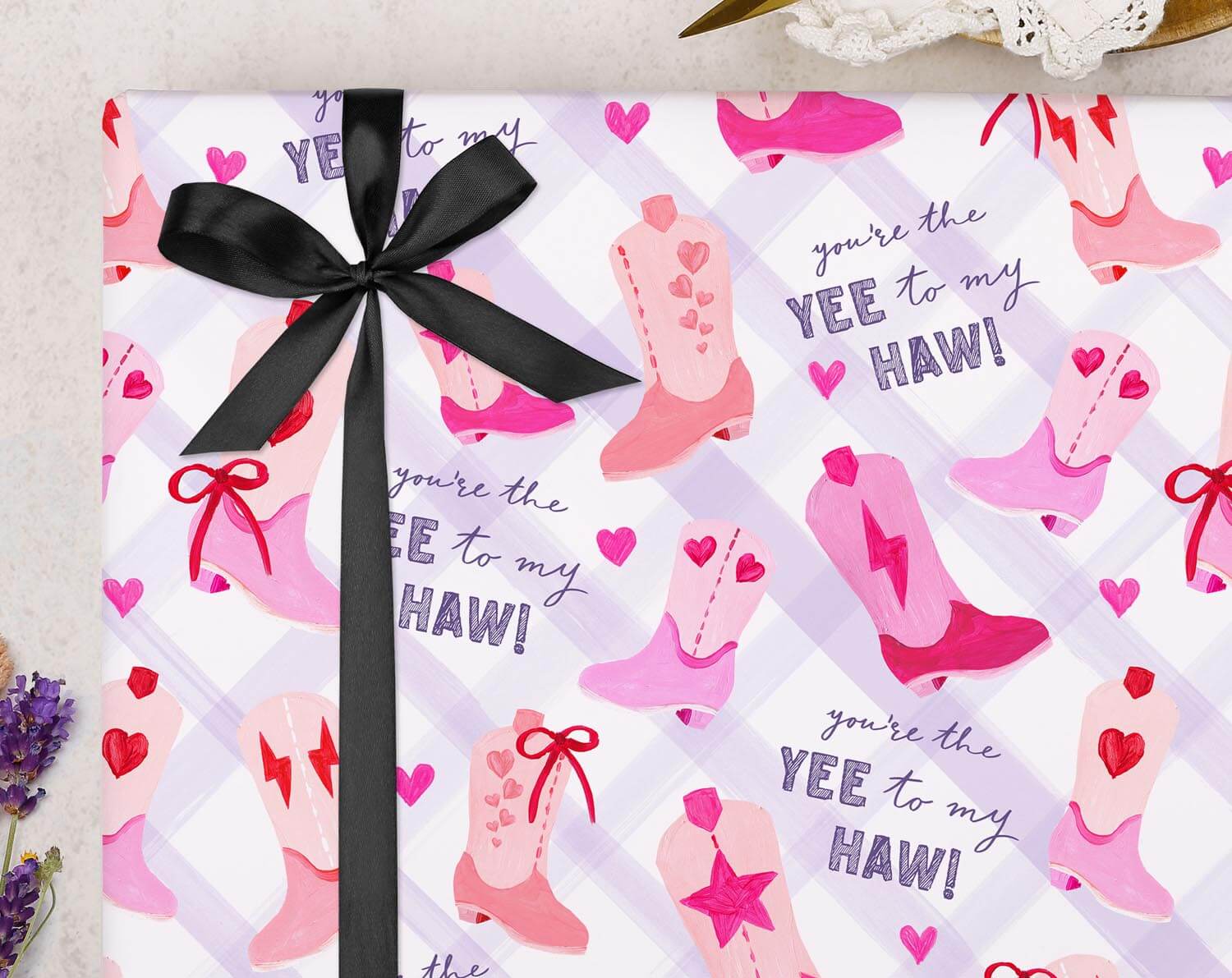 Yee To My Haw Cowgirl Wrapping Paper. Wrapping Paper designed by Making Meadows
