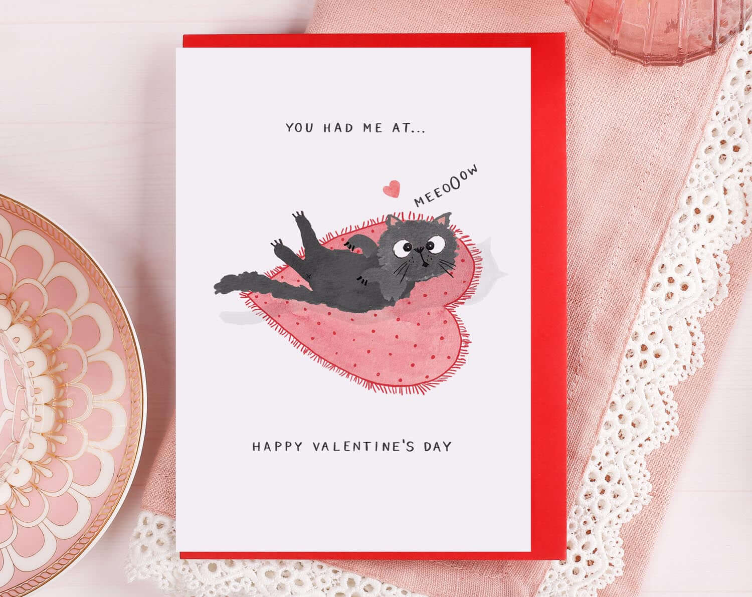 You Had Me At Meow, Black Cat Valentine Card. Greeting & Note Cards designed by Making Meadows