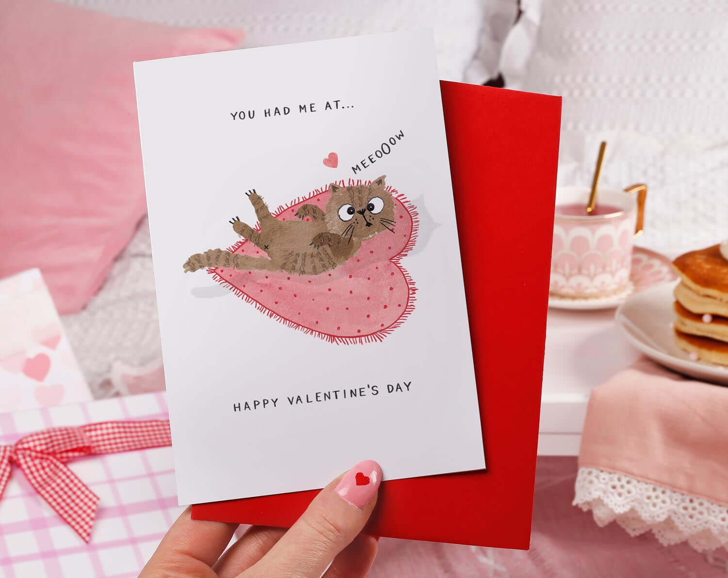You Had Me At Meow, Tabby Cat Valentine Card. Greeting & Note Cards designed by Making Meadows