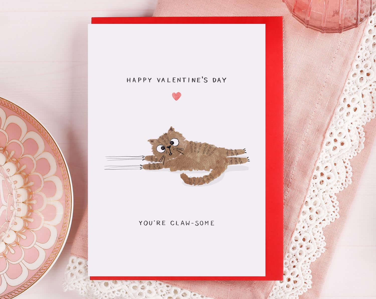 You're Claw-some, Tabby Cat Valentine Card. Greeting & Note Cards designed by Making Meadows