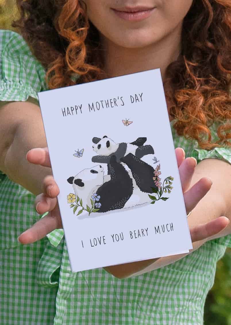 mothers day card with panda design