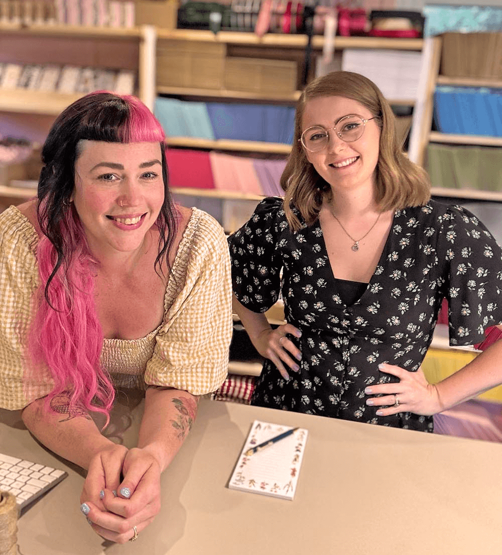 Samantha and Laura at the making meadows studio in Surrey