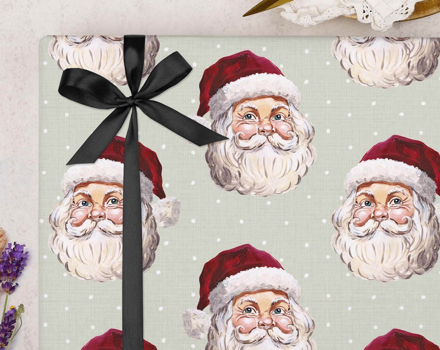 Vintage Santa Christmas Wrapping Paper designed by Making Meadows