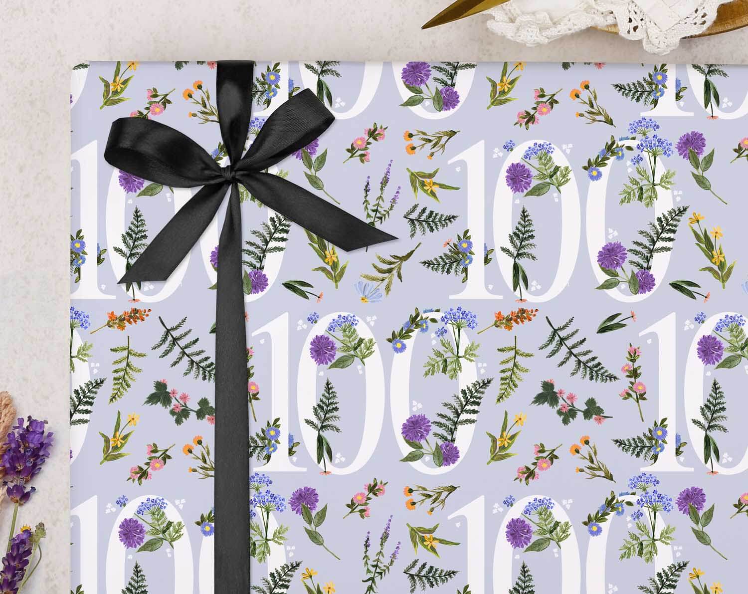 100th Birthday Wrapping Paper. Wrapping Paper designed by Making Meadows