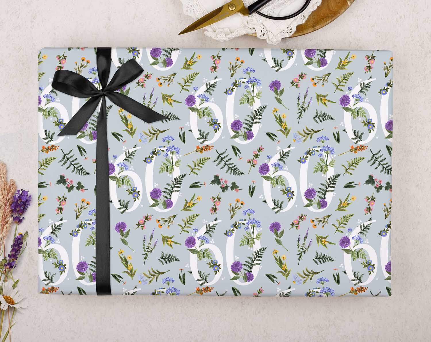 60th Birthday Wrapping Paper. Wrapping Paper designed by Making Meadows