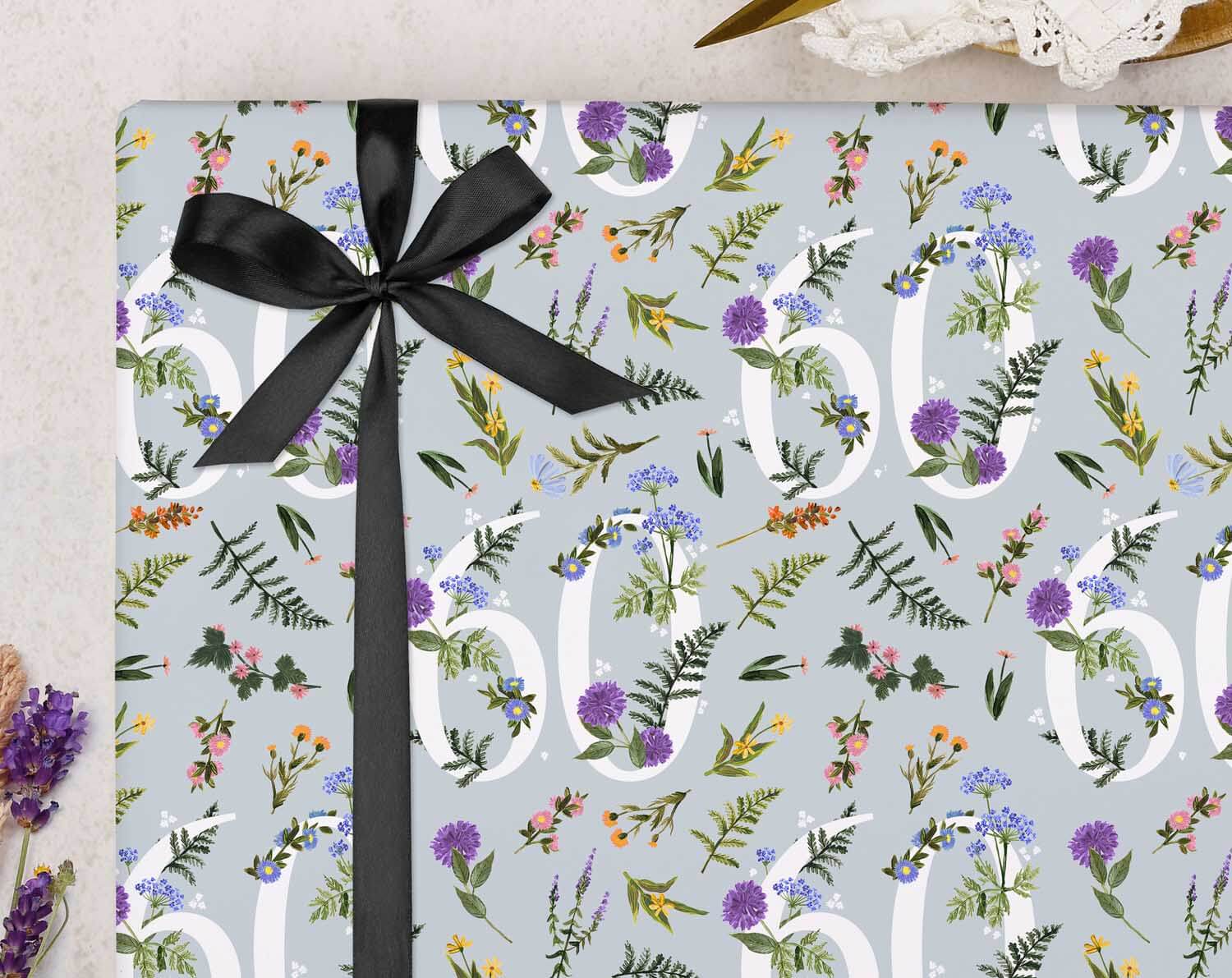 60th Birthday Wrapping Paper. Wrapping Paper designed by Making Meadows