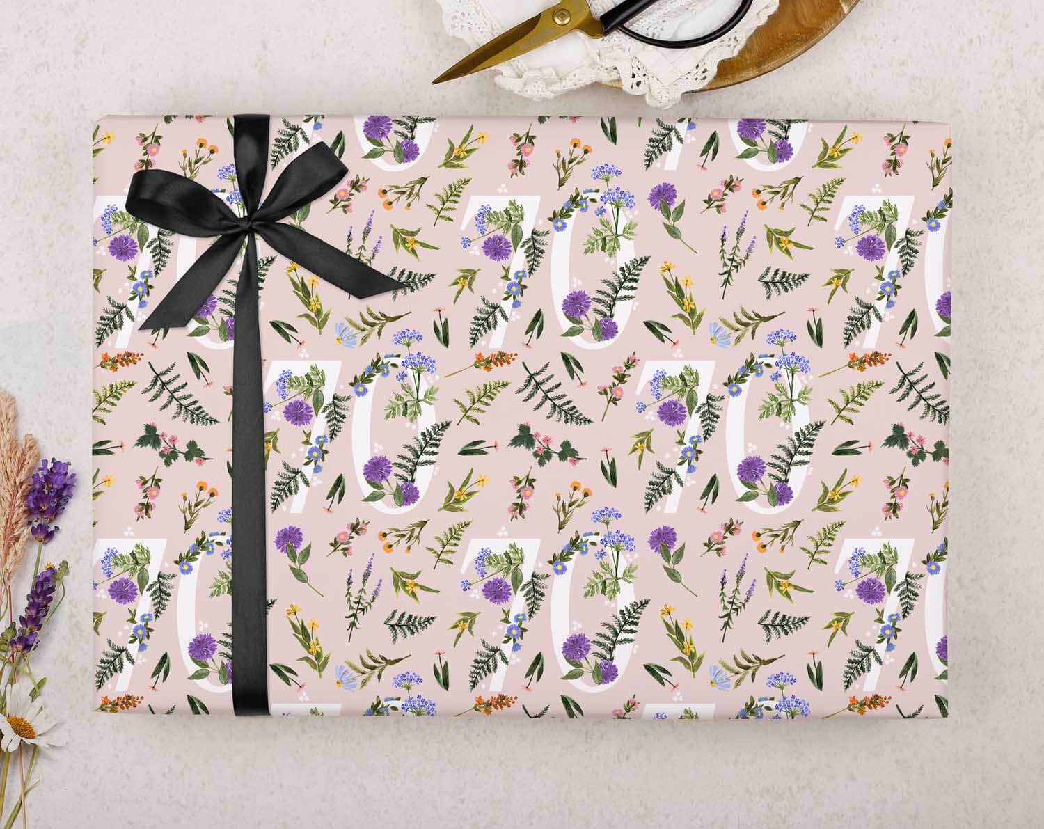 70th Birthday Wrapping Paper. Wrapping Paper designed by Making Meadows
