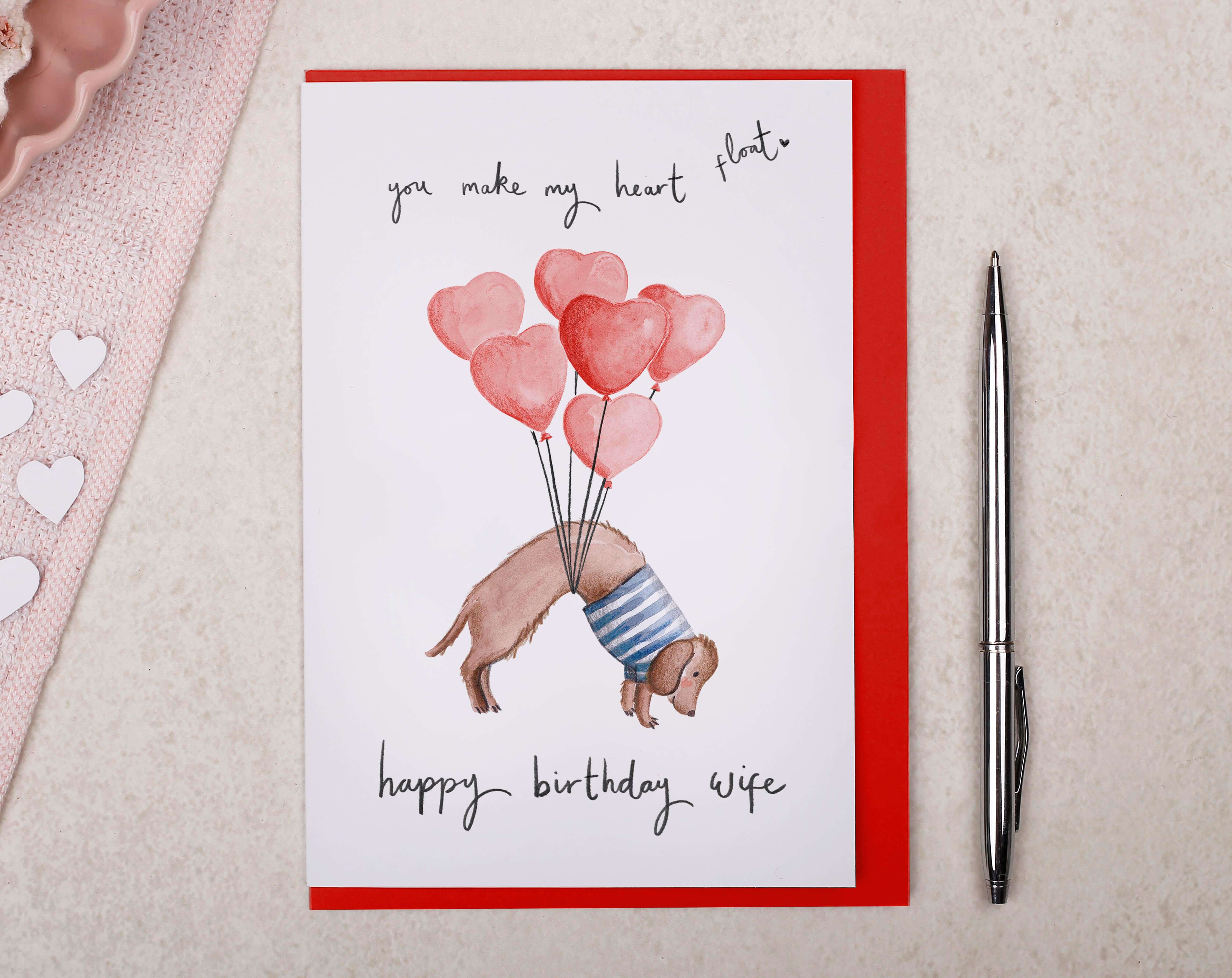 Sausage Dog Wife Happy Birthday Card. Greeting Cards designed by Making Meadows
