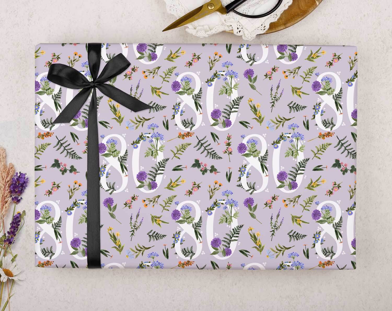80th Birthday Wrapping Paper. Wrapping Paper designed by Making Meadows