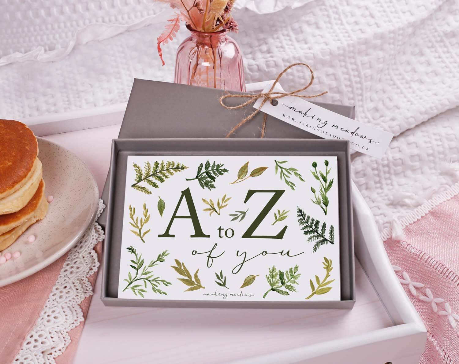 A to Z of You Botanical Cards. Gift Giving designed by Making Meadows