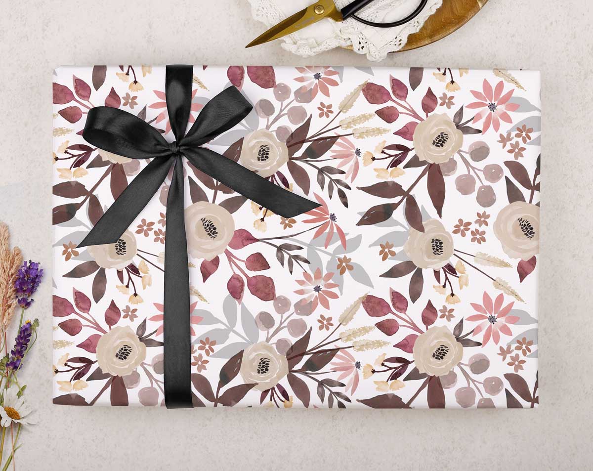 Autumn Floral Wrapping Paper. Wrapping Paper designed by Making Meadows