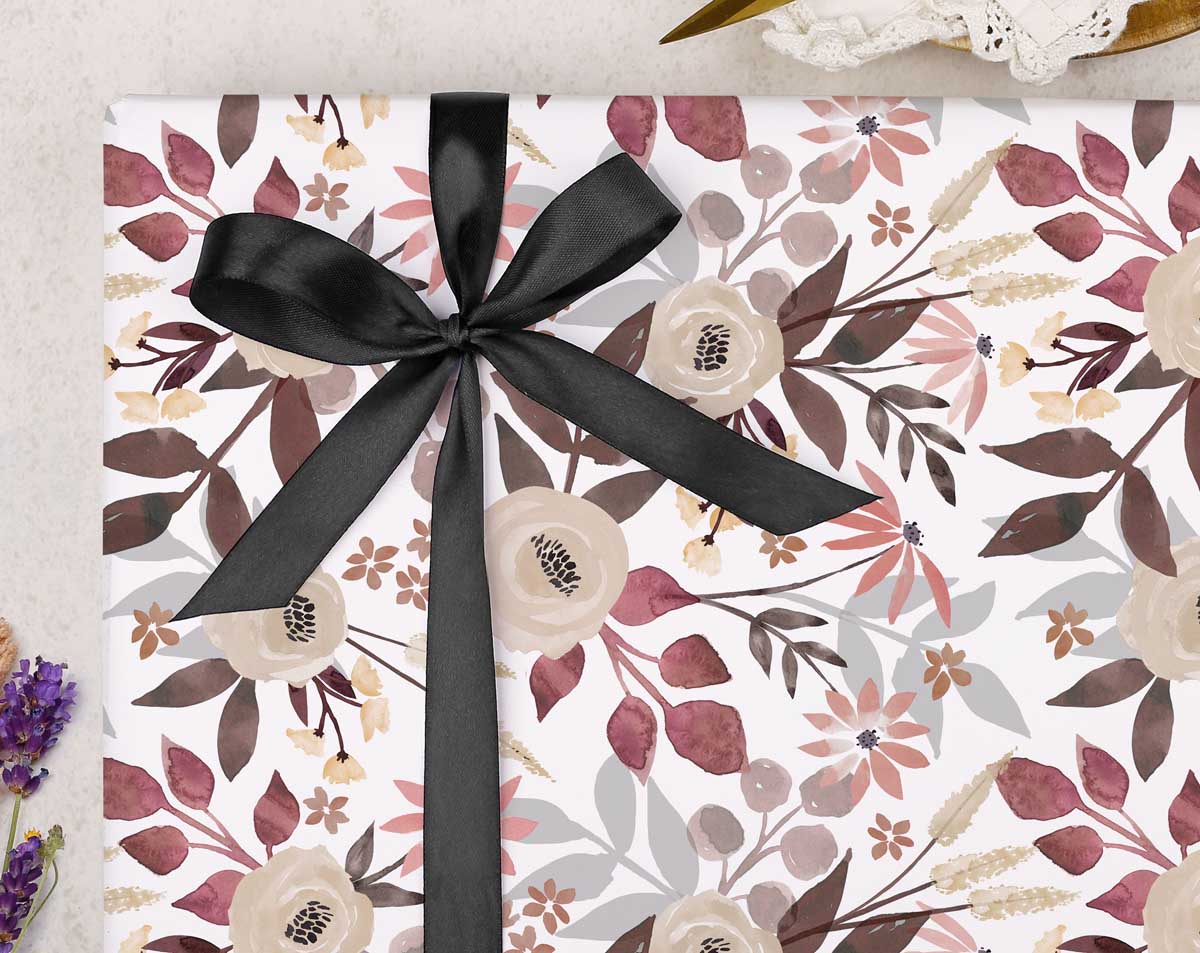 Autumn Floral Wrapping Paper. Wrapping Paper designed by Making Meadows